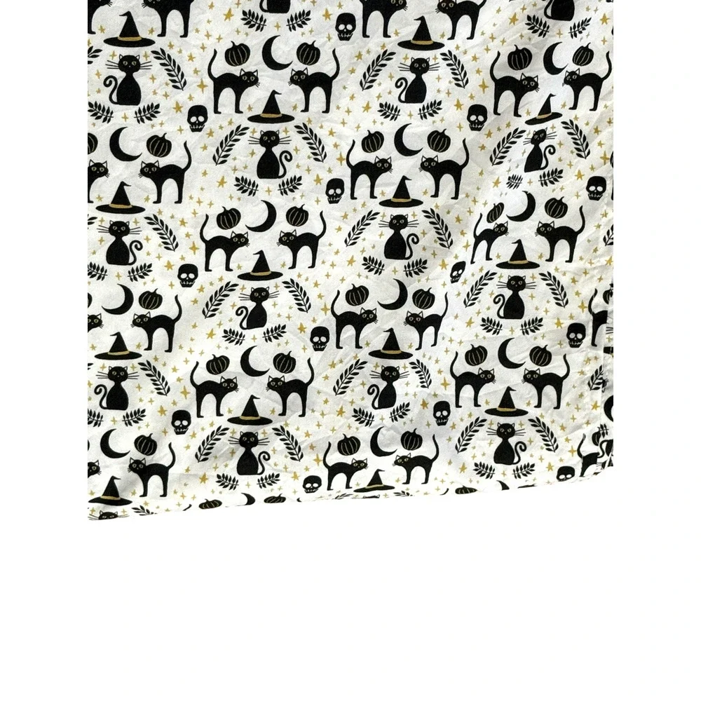 Spooky Black Cat Flat Sheet Full Size Microfiber Halloween Halloween Full Moon